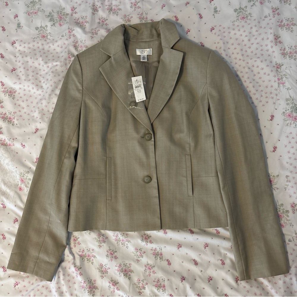 Ann Taylor Loft Women's Tan Buttoned Blazer Jacket